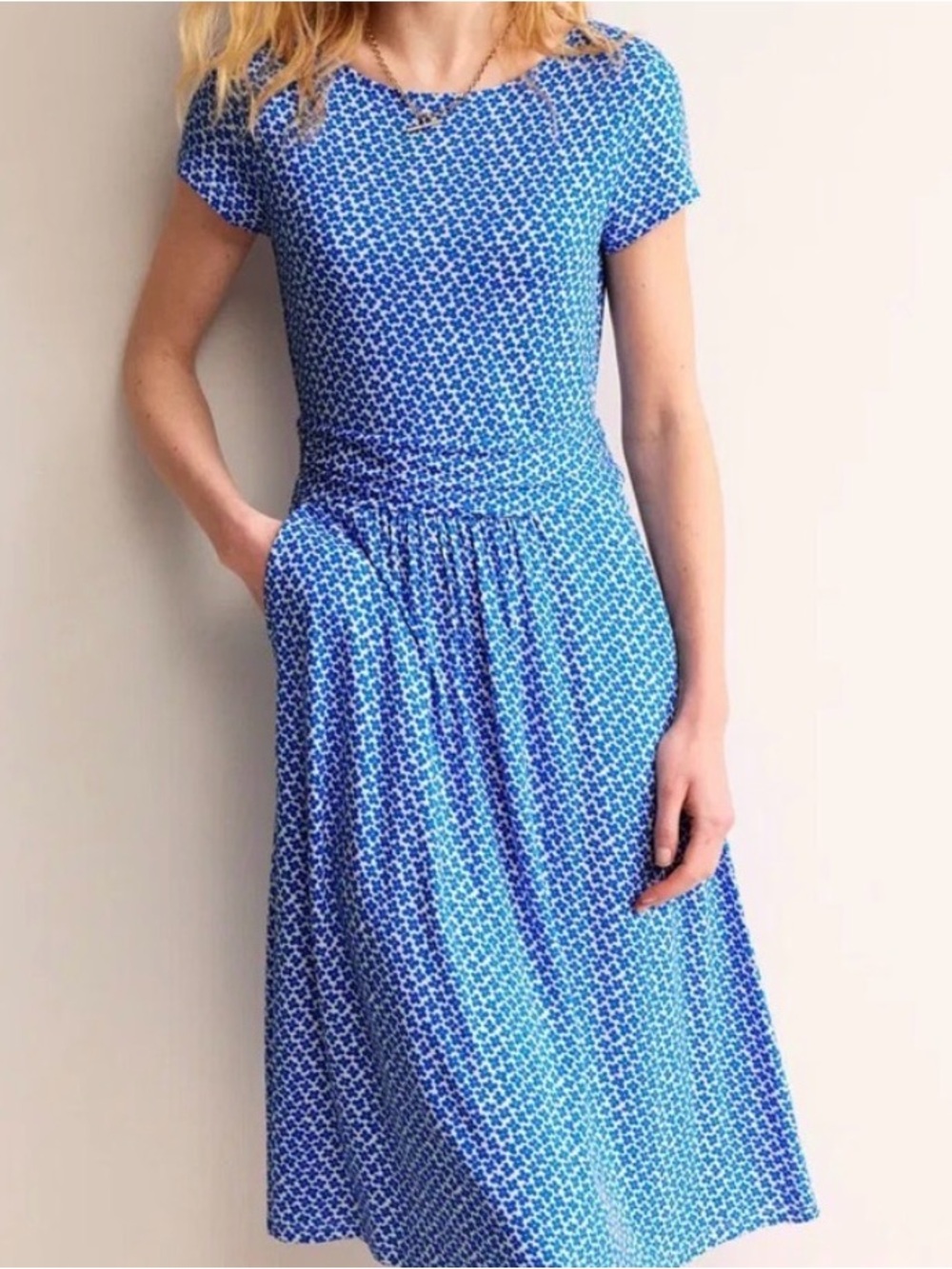 Boden “Amelie” Spring Blue Floral Print Dress - Picture 4 of 4